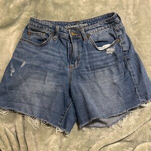 Jean shorts. Dark wash.